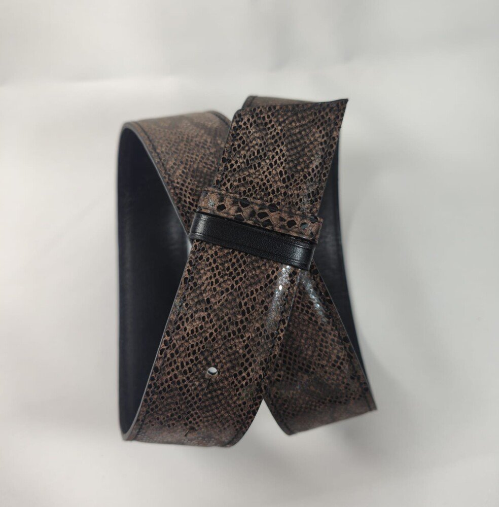 Ceinture reversible femme Serpent marron / Noir