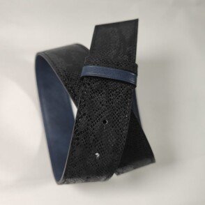 Ceinture reversible Femme Serpent noir / Bleu newport