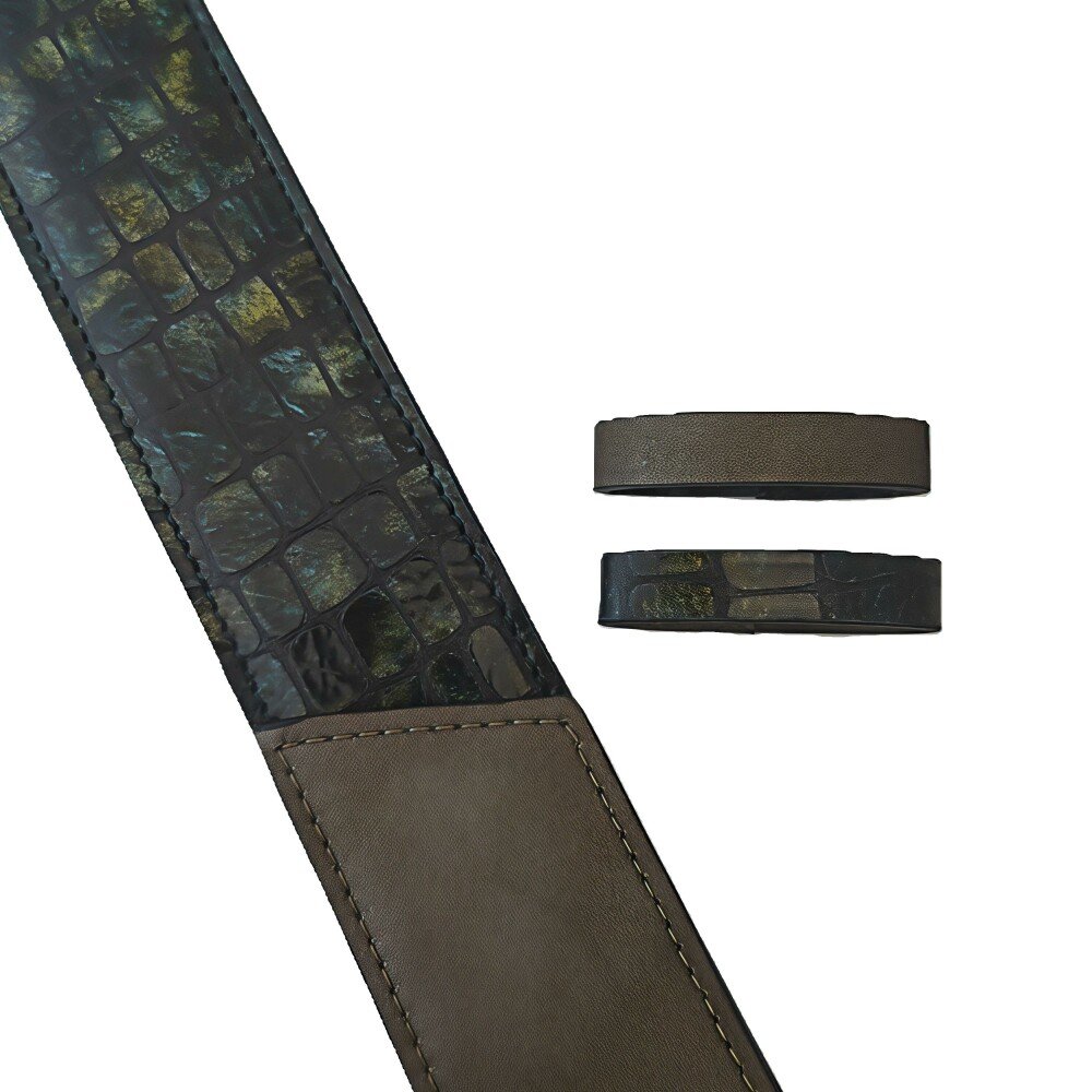 Ceinture reversible femme Croco vert / Kaki