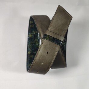 Ceinture reversible femme Croco vert / Kaki