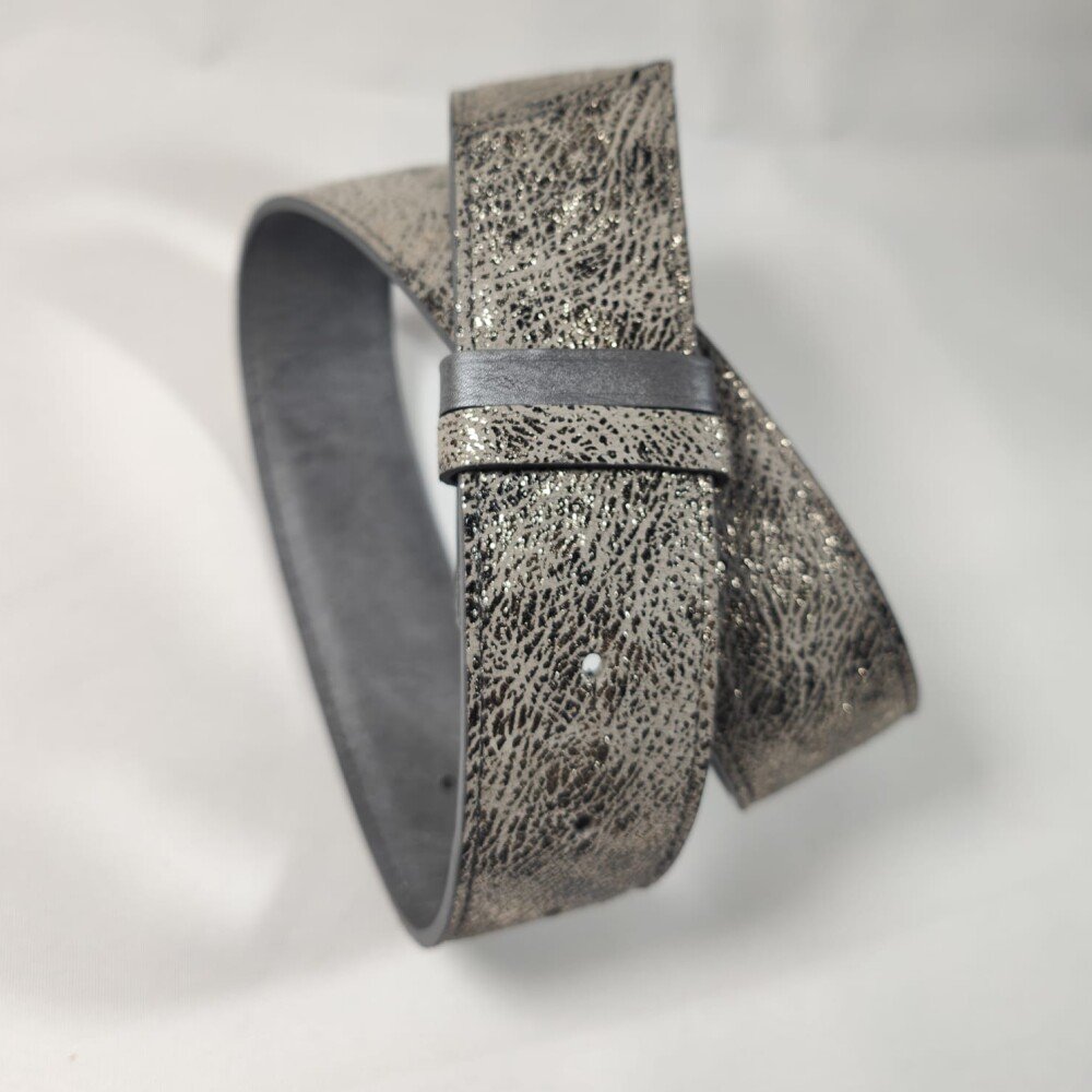 Ceinture reversible femme Gris souris/ gris brillant