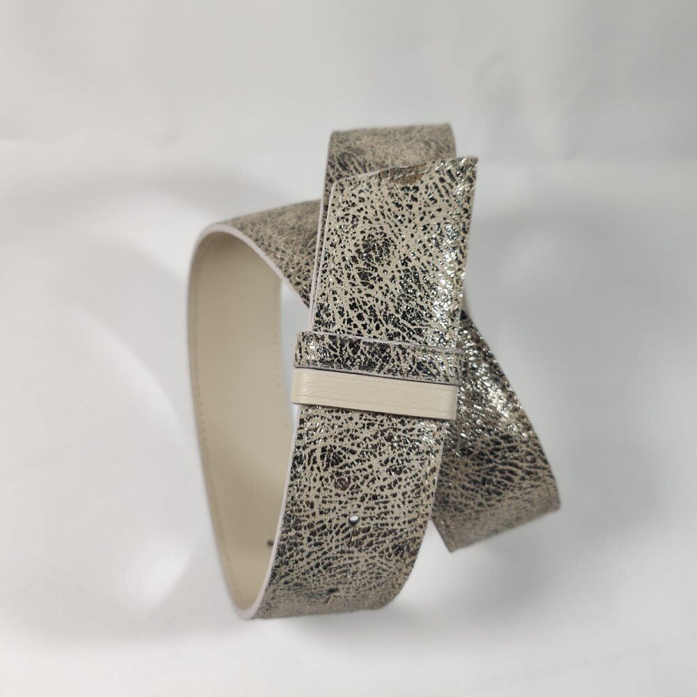 Ceinture reversible femme Ivoire / ivoire irisé