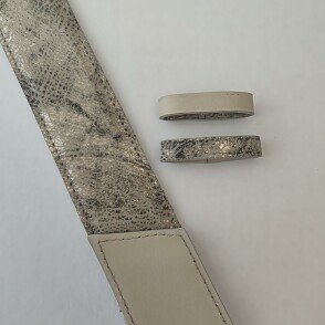 Ceinture reversible femme Ivoire / ivoire brillant
